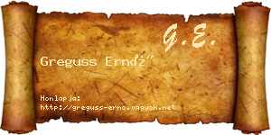 Greguss Ernő névjegykártya